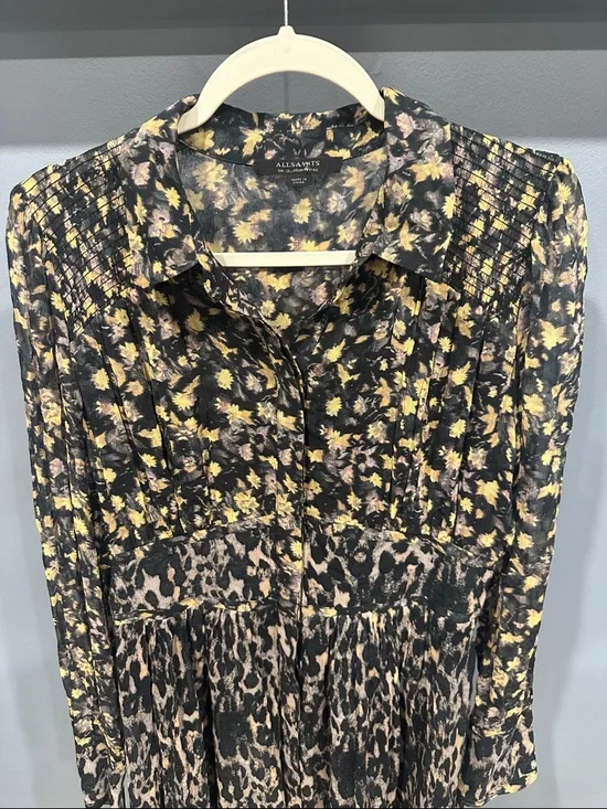 ALLSAINTS Liza Asa Dual Print High/Low Dress - Picture 5 of 9